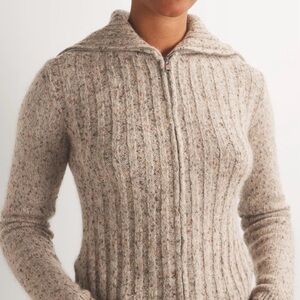 Croft & Barrow Women's Speckled Beige Cowl Neck Sweater
